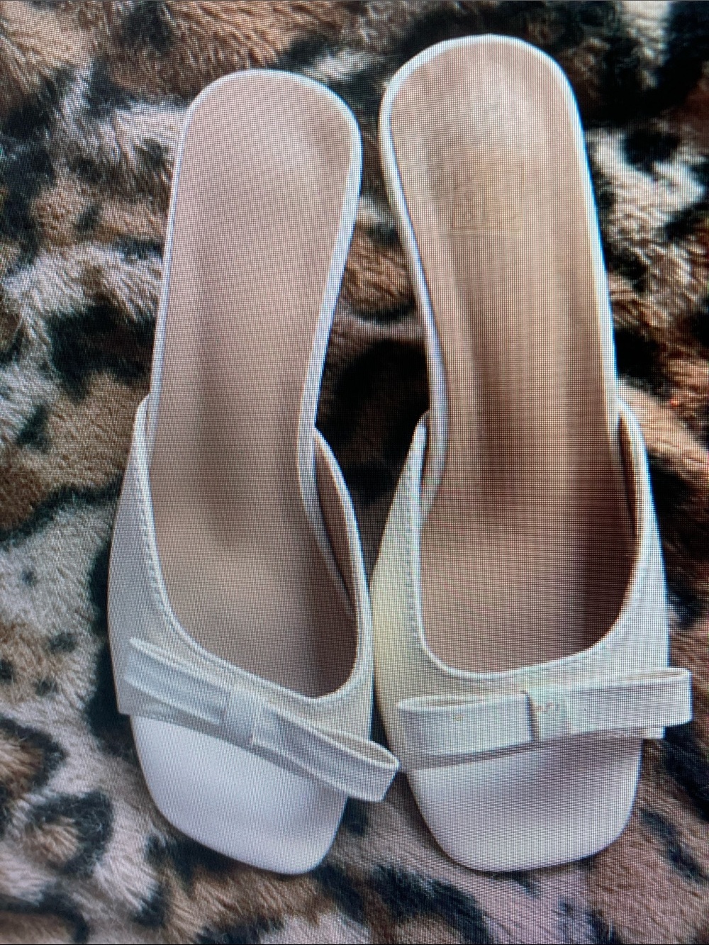 White Bow Slide Mules for Women - Elegant Open-Back Heels